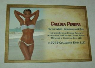 2019 Collectors Expo Playboy Model Chelsea Pereira Autographed Kiss Print Card 2