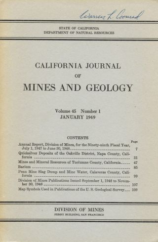 Gold Mines,  Tuolumne County,  Calif,  Rare Old Book,  Big Separate Map,  Oop,  Vg