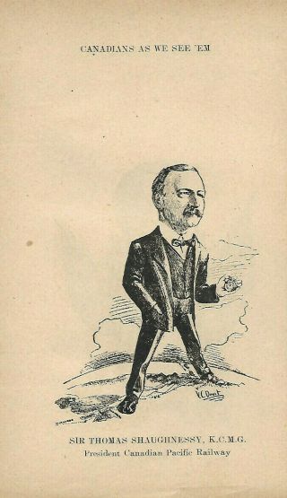 Vintage Caricature Of Sir Thomas Shaughnessy Canadian Pacific & Lieut.  Governor