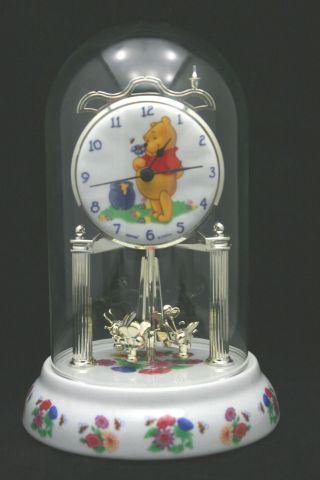 Dome Clock Disney Winnie The Pooh W/ Bees Fantasma Porcelain Base 9.  5 " Tall