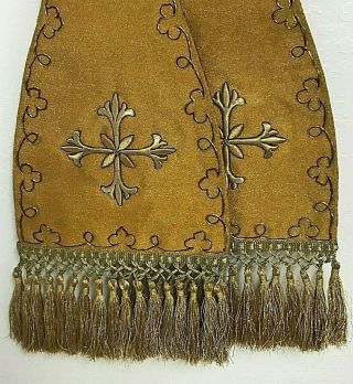 Antique Gold Metallic Embroidered Lush 80 " Long Catholic Priest Vestment