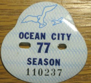 1977 Ocean City Jersey Beach Tag Badge Season