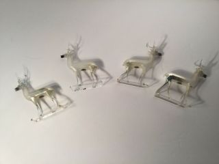 4 Antique Blown Mercury Glass German Deer REINDEER Christmas 8