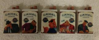 Vintage Joe Camel & Crew Match Striker Lighter Set Rj Reynolds