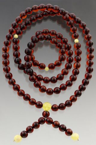Buddhist Mala Baltic Amber 108 Prayer Beads Bracelet Mila 34g 181206 - 7