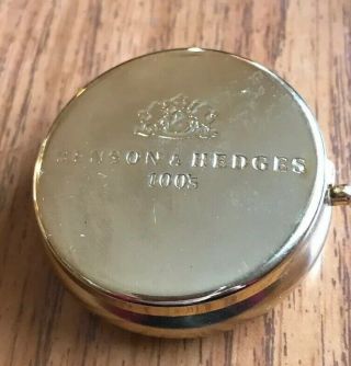 Vintage Benson & Hedges 100s Round Pocket Ashtray Gold Tone