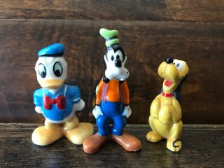 Vtg Disney Goofy Pluto Donald Duck Miniature Ceramic Figure