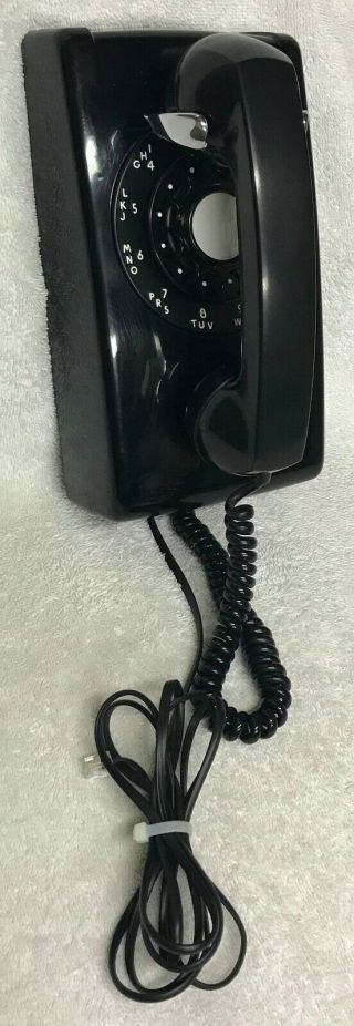 Vintage 1960s Western Electric A/b 554 10 - 60 Black Rotary Dial Wall Mount Phone