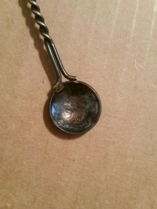 Vintage Silver IRAN Coin Enamel Souvenir Spoon 8