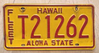 Hawaii Fleet Perm Truck Trailer License Plate " T 21262 " Hi Aloha State