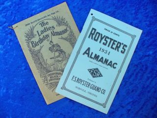 Antique 1914 Ladies Birthday Almanac And 1934 Royster 