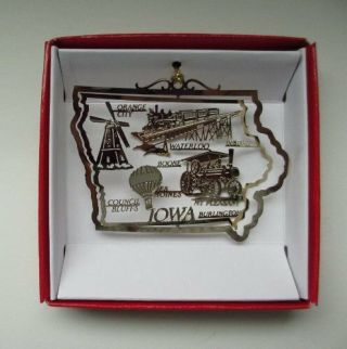 Iowa State Brass Christmas Ornament