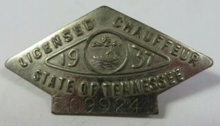 Vintage 1937 State Of Tennessee Licensed Chauffeur 