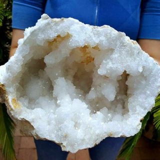 Big 8 Inch Prestine White Quartz Crystal Geode Morocco