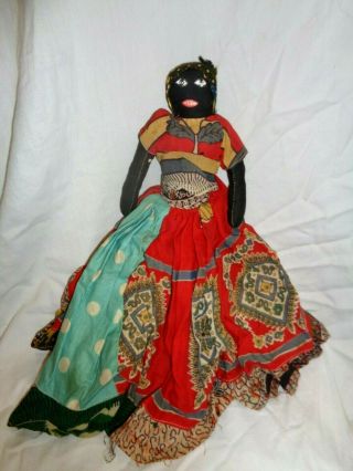 Vintage Handmade Aunt Jemima Black Americana African Folk Art Plush 13 " Doll