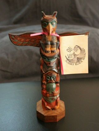Hand Carved & Painted Alaska Black Diamond Totem Pole “kingdom Of The Bears”
