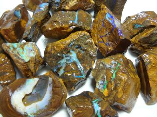 Natural Boulder Opal Rough Parcel From Winton 2.  07 Kg Total Lapidary Hobby