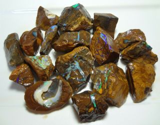 Natural Boulder Opal Rough Parcel From Winton 2.  07 KG Total Lapidary Hobby 2