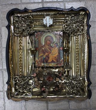 Russian Empire Icon Mother Of God Tikhvin Tikhvinskaya Orthodox Metal