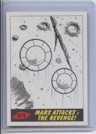 2017 Topps Mars Attacks The Revenge 1/1 Artist Sketch Pablo Diaz Autograph