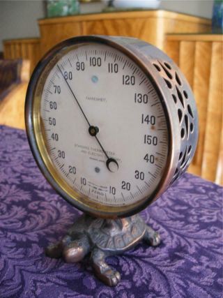 Rare Antique C1880 Standard Thermometer Co.  Figural Turtle Thermometer