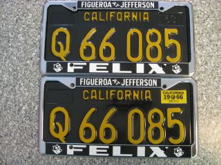 1963 California Commercial License Plates,  1966 Validation,  DMV Clear Guaranteed 2