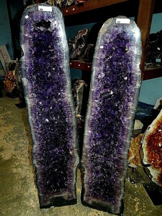 36 - 38 Inch Brazilian Amethyst Crystal Cathedral Cluster Geode Pair The Very Best