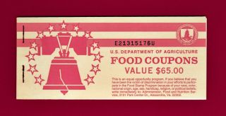 Food Stamps Coupons Booklet $65 Complete Booklet - (6 X $10.  00) & (5 X $1.  00)