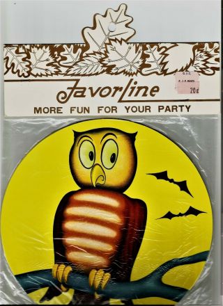Package.  Vintage Favorline Halloween Die - Cut Party Decoration Owl On Branch,  Bat