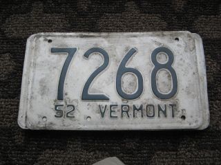 1952 52 Vermont Vt License Plate Tag 7268 Greeen Mountains