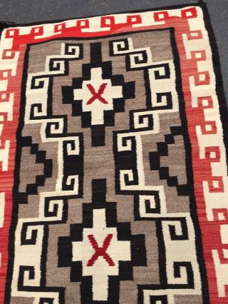 Rug Navajo 3 X 5 Red Brown Beige Vintage Native American Weaving Hand Loomed 2