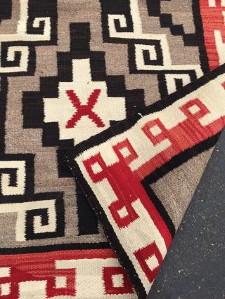 Rug Navajo 3 X 5 Red Brown Beige Vintage Native American Weaving Hand Loomed 4