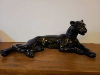 Vintage Mid Century Amers Black Panther Ceramic Statue Ceramic Class 18 "