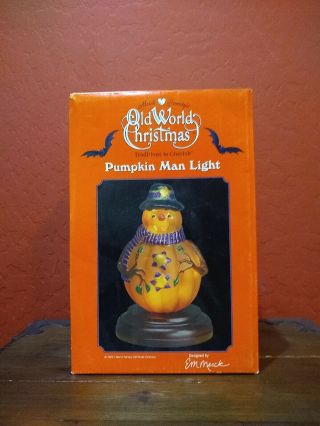 MERCK FAMILY ' S OLD WORLD CHRISTMAS PUMPKIN MAN LIGHT W/BOX GLASS LIGHT 6