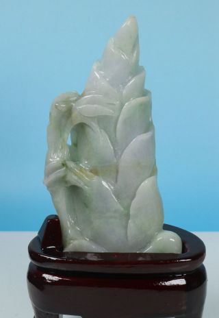 Vivid Cert ' d Untreated Green Nature A Jade Statue Sculpture Bamboo shoots 笋2494 2