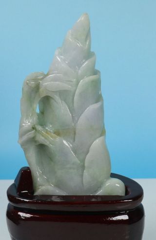 Vivid Cert ' d Untreated Green Nature A Jade Statue Sculpture Bamboo shoots 笋2494 3