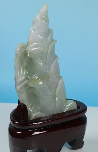 Vivid Cert ' d Untreated Green Nature A Jade Statue Sculpture Bamboo shoots 笋2494 4