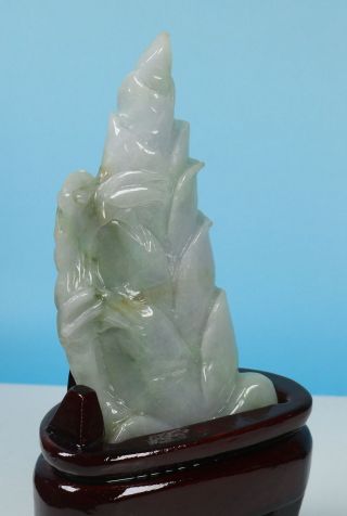 Vivid Cert ' d Untreated Green Nature A Jade Statue Sculpture Bamboo shoots 笋2494 5
