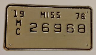1976 Mississippi Motorcycle License Plate 26968