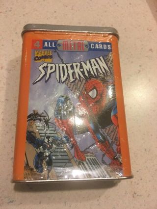 1996 Marvel Comics Spider Man 4 Metal Collector Cards Nib