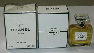 Vintage Perfume Bottle Chanel No 5 Bottle/boxes - - 1/2 Oz - Full - 3