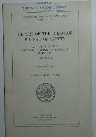 Railroad Accident Report Of The Director Bureau Of Safety Burlington Route 1939