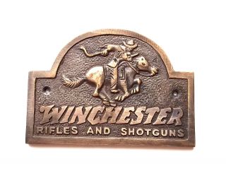 Winchester Rider Solid Brass Plaque
