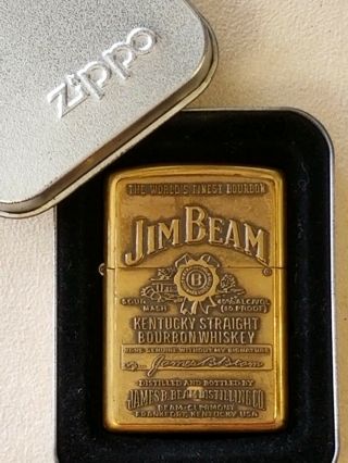 2006 Zippo Jim Beam Kentucky Bourbon Lighter Brass W/ Box