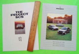 2 Diff 1982 & 1984 Peugeot 505 Color Folder Brochures - Usa Editions Both Xlnt,