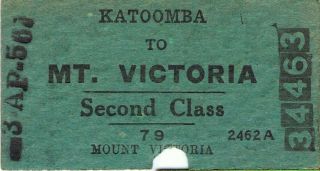 Railway Tickets Nswgr Katoomba To Mount Victoria Second Class Single 1956