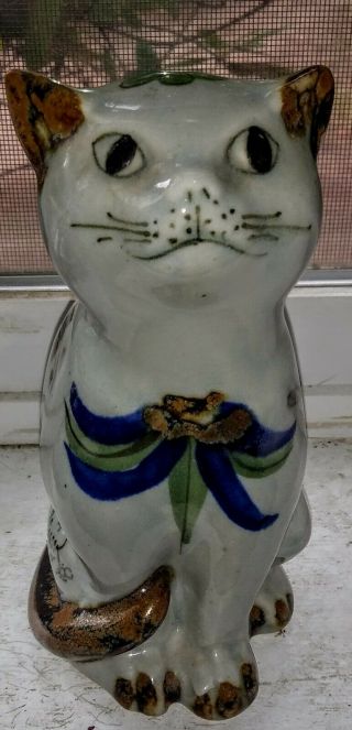 Signed Tonala El Palomar Mexican Pottery Cat 2