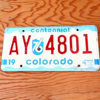 1976 Colorado Centennial License Plate Ay 4801 -