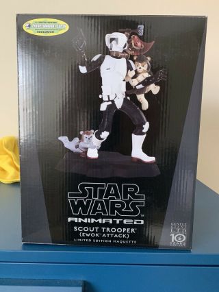 Gentle Giant Ltd Star Wars Animated Scout Trooper And Ewoks Le Maquette
