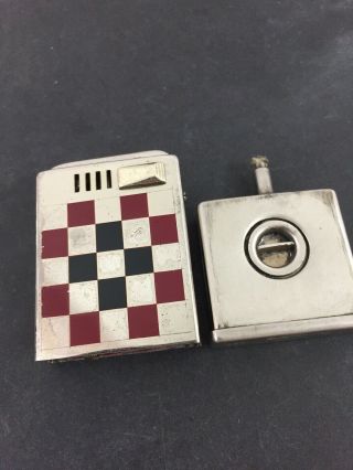 Vintage K50 Semi Automatic Pocket Lighter Made In Germany - Checkerboard Pattern 4